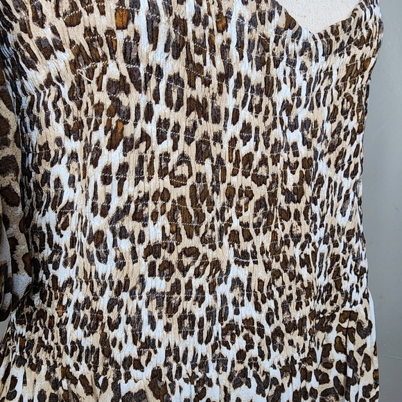 Faithful the Brand Ilaria Smocked Leopard Print Mini Dress Size‎ Large - Picture 6 of 16